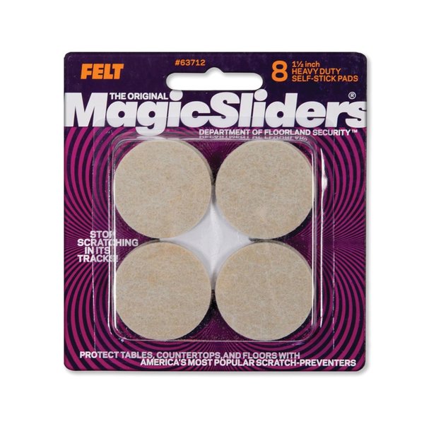 Magic Sliders Felt Self Adhesive Protective Pads Oatmeal Round 1-1/2 in. W X 1-1/2 in. L 8 pk, 8PK 63712